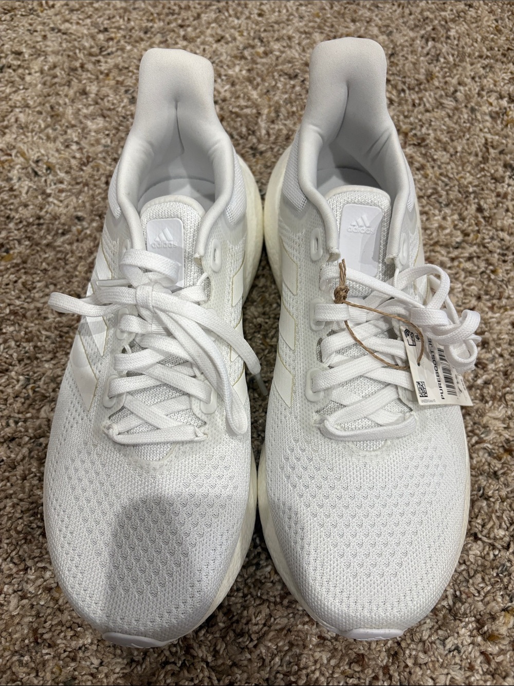 adidas Pure Boost Jet White Knit Lace-Up Sneakers